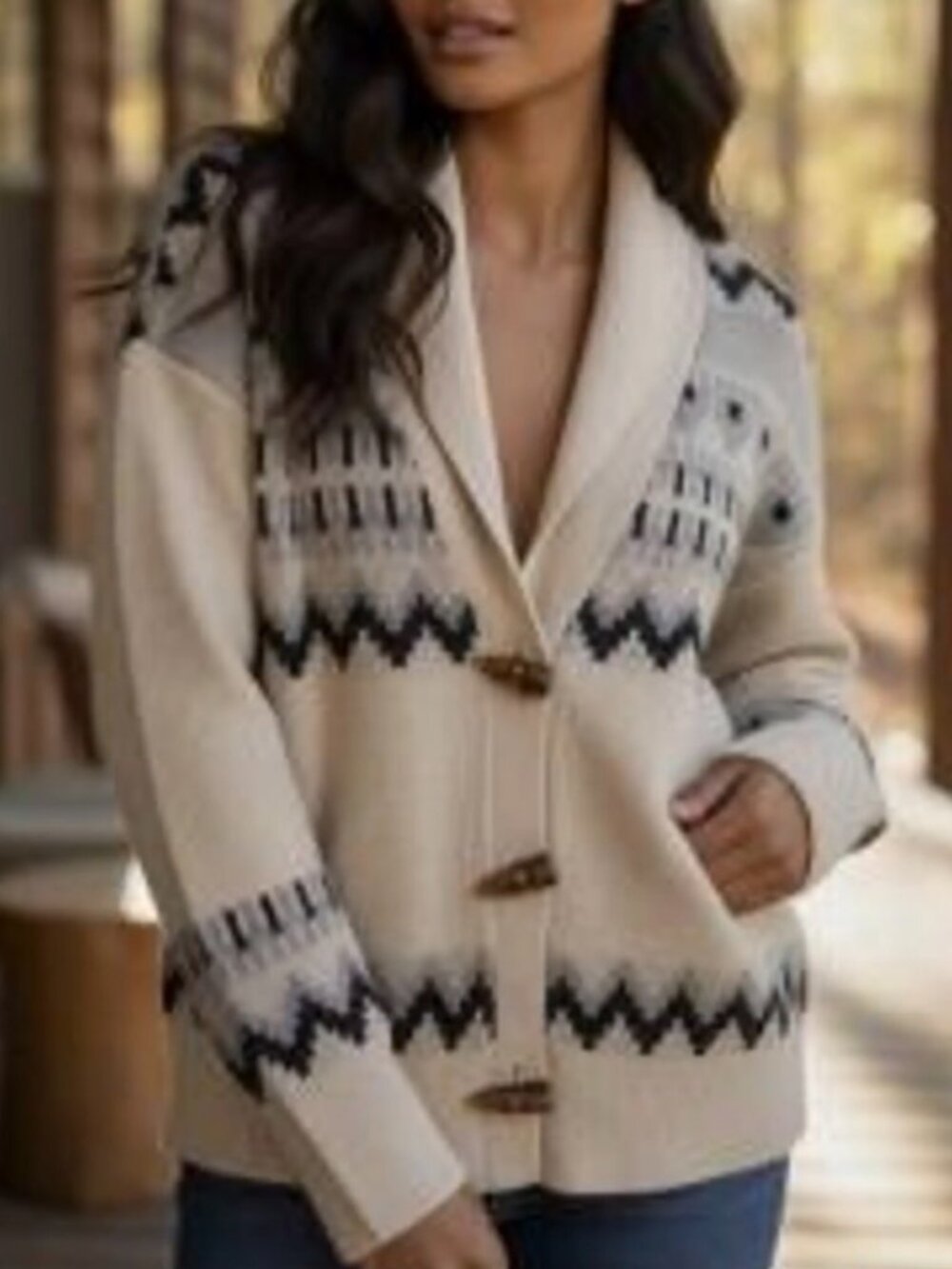 NWT Frye Cardigan - Oatmeal & Gray Southwestern Sweater - Size Medium